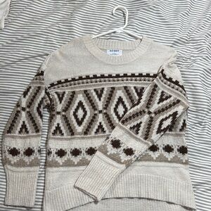 Old Navy Beige and Brown Knit Sweater
